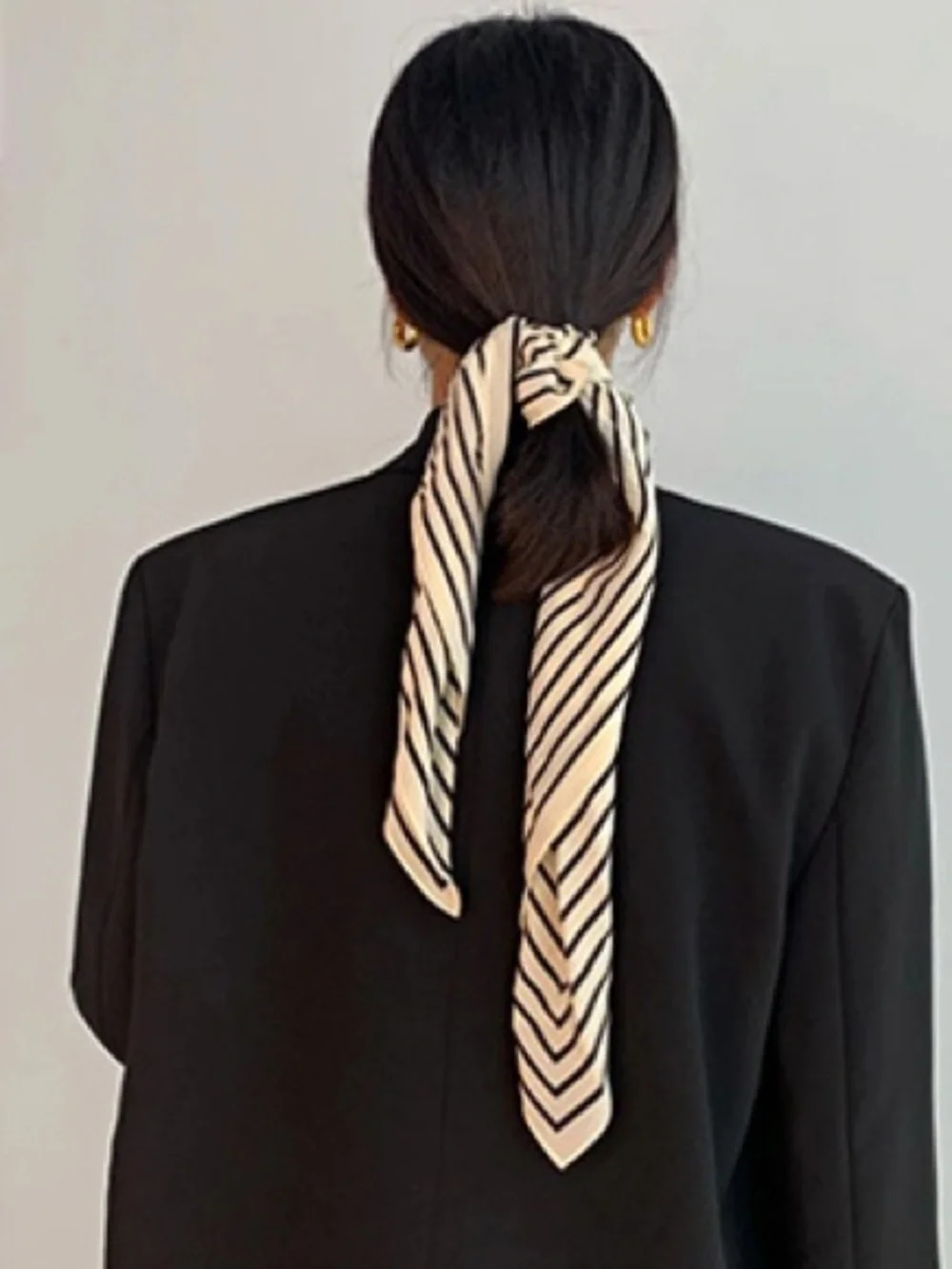 TOTEME Black White Geometric Stripe Silk Square Scarf 22 Inch